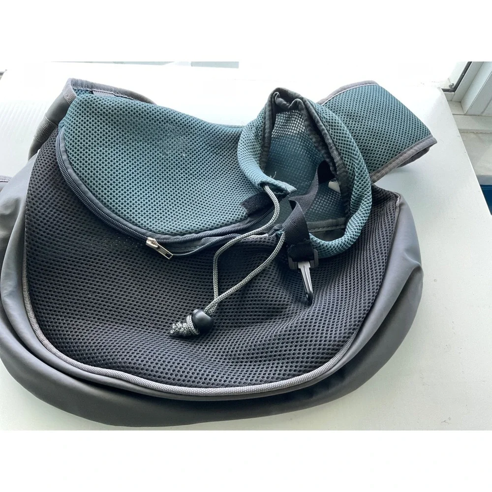 Pet Carrier Sling Polyester Gray Buckle Strap Sporty